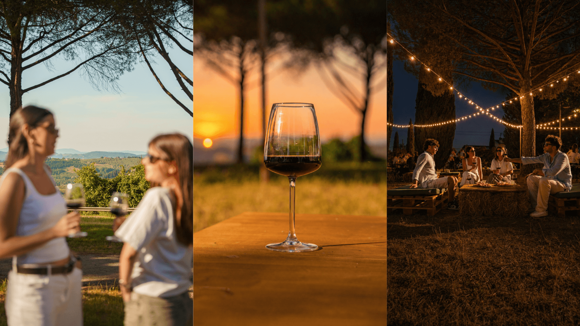 Dal giorno alla notte a Enoteca I Lecci — atmosfera toscana